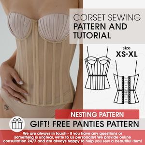 Trendy corset with cups pattern, lingerie sewing patterns pdf, full guide bride overbust corset pattern, womens sewing, bustier pattern