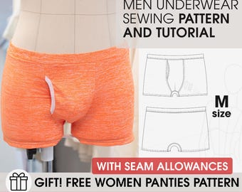 Men's Boxer Shorts Sewing Pattern, Size M (PDF Pattern)