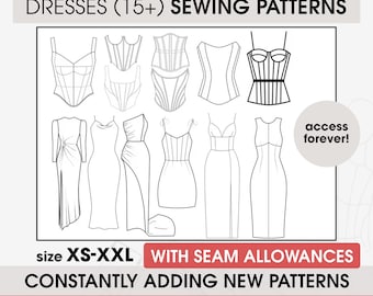 Corset and Dress Pattern Bundle to Sew Your Own Clothes, DIY Clothing Sewing