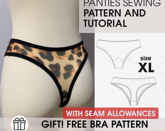 XLサイズのTバックの縫製パターン、ビキニショーツのパターン、シースルー下着のPDF、ランジェリーのパターン、ストリングショーツのパターン、完全な縫製ガイド