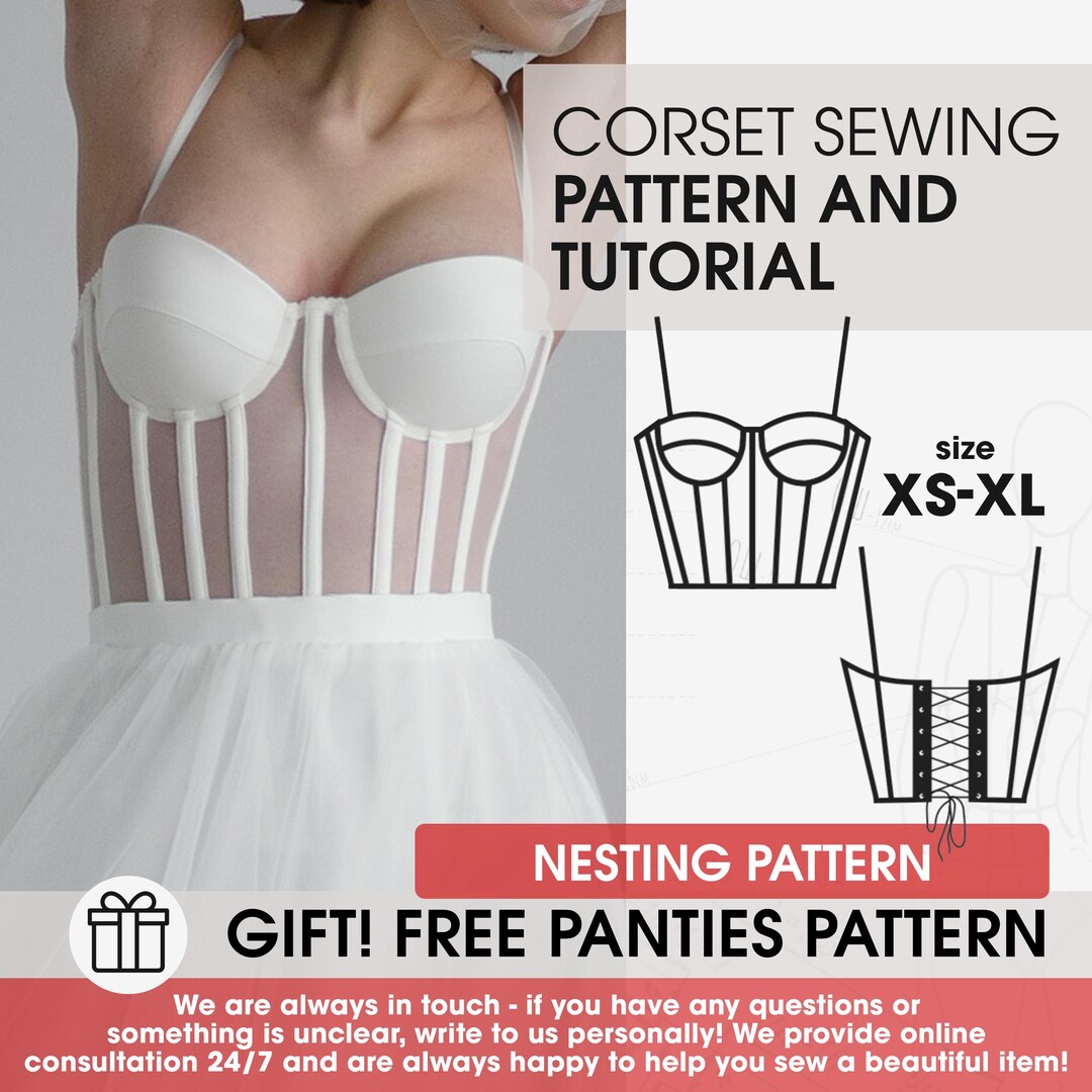 Corset Crop Top Pdf Pattern, Wedding Cupped Corset Pattern With ...