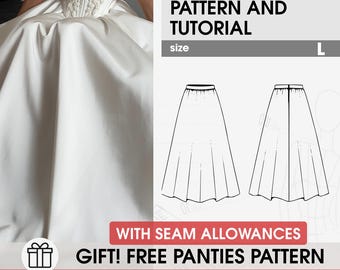 L size Special Occasion Full Circle Skirt Digital PDF Sewing Pattern - Instant Download