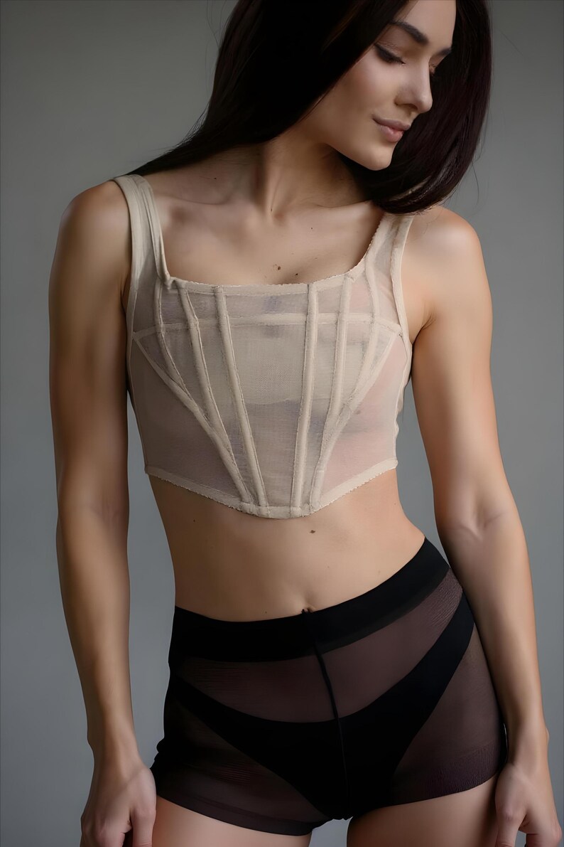 Casual streetstyle corset pattern, PDF corset crop top pattern, sewing patterns pdf, corset printable pattern, women sewing image 2