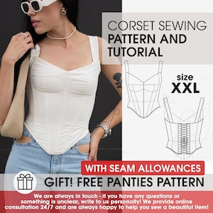 XXL victorian colonial corset pattern, handmade corset tutorial, longline corset pattern, overbust edvardian plus size corset pattern