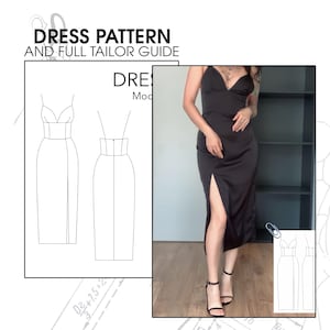 M slip midi dress sewing pattern, open back dress digital pattern, beach dress PDF pattern, casual fit and flare dress sewing tutorial