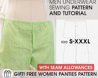 Men's Boxer Briefs Sewing Pattern, Full Guide (S-XXXL) (PDF Pattern)