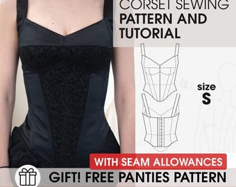 Guía y patrón de costura de corsé histórico para cosplay talla S, patrón de costura de corsé eduardiano fácil, patrón de corsé victoriano de inspiración vintage