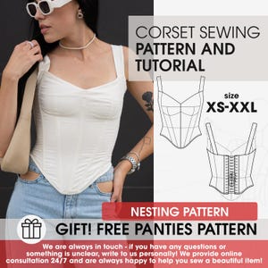 Overbust lacing corset pattern, bustier y2k corset full sewing guide, easy wedding corset pattern, bodice pattern, halloween diy costume