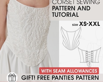 Charming Wedding Corset Sewing Pattern, Vintage Style Corset PDF Tutorial, Princess Corset Pattern, DIY Corset Top Template With Full Guide