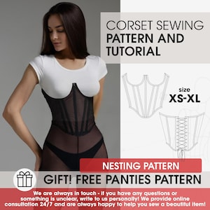 Cupless corset sewing pattern with full guide, patron de couture, trendy casual corset pdf, rock star corset PDF pattern, sewing tutorial