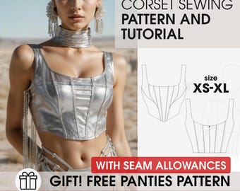 Patrón digital de corsé corto, patrones de costura para bodas en PDF, costura nupcial para mujer, patrón de top corto, patrón de corpiño, tutorial de costura