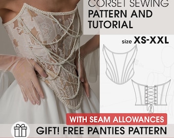 Statement Wedding Corset Sewing Pattern, Elegant Corset Top DIY, Boned Lace Bustier Pattern, Bridal Corset PDF Guide, Cosplay Halloween