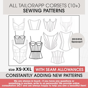XS-XL maten 14 bulkset korsetten naaipatroon en kleermakershulp
