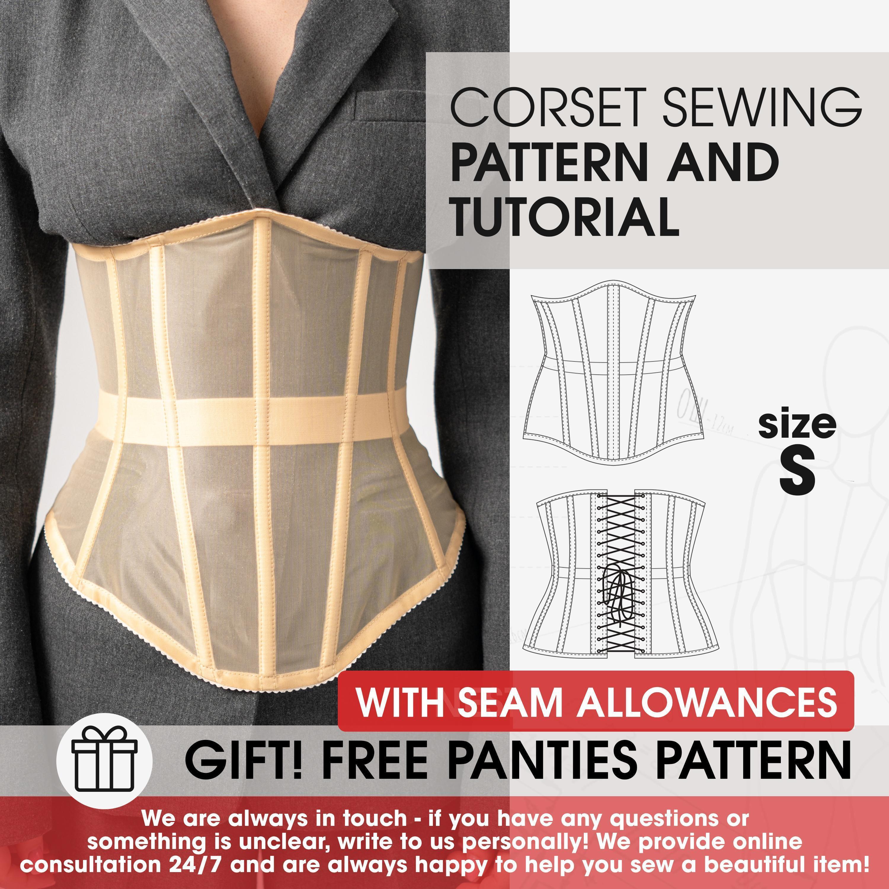 Underbust Corset S Size Pattern With Seam Allowances, Full Sewing