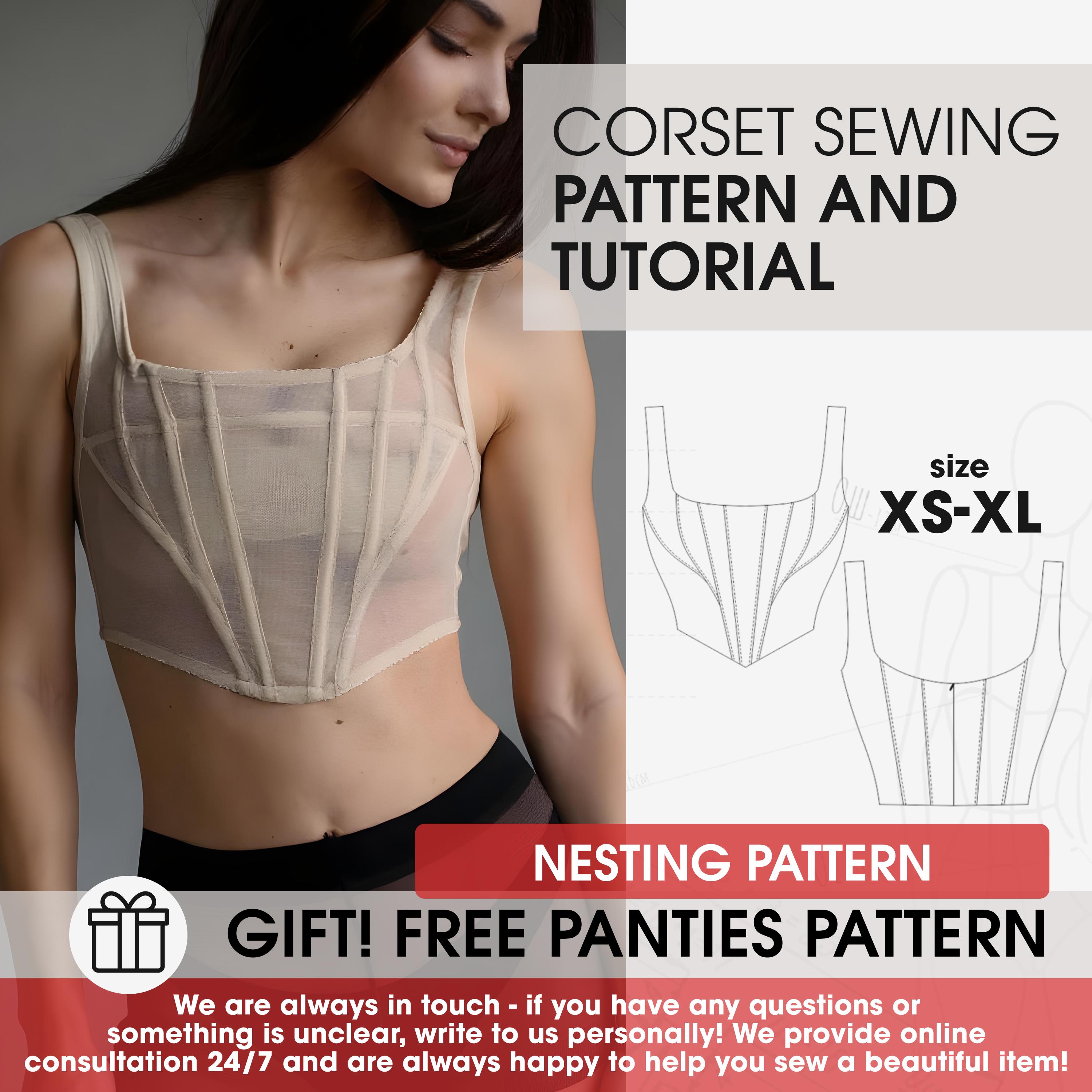 Corset digital pattern full guide, wedding sewing patterns pdf, womens bridal sewing, crop top pattern, bodice bustier pattern