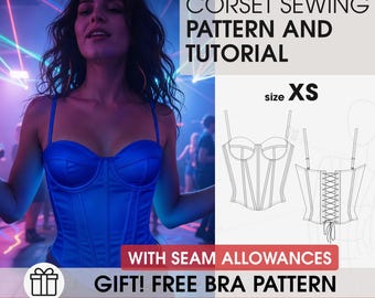 Colonial Corset Sewing Pattern, Regency Victorian Cottagecore Style (XS)