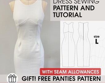 L Size Corset Midi Pencil Dress Sewing Pattern (PDF Pattern)