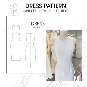 S size simple wedding dress sewing pattern, sleeveless bridal dress digital pattern, elopement midi dress PDF pattern, modest wedding dress