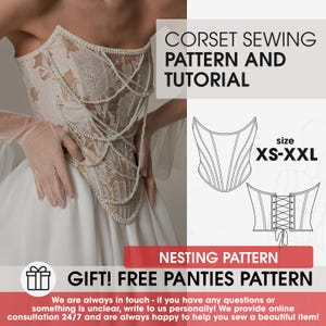 Easy bridal corset sewing pattern, wedding corset patterns pdf, sexy corset digital pattern, elegant bodice bustier pattern