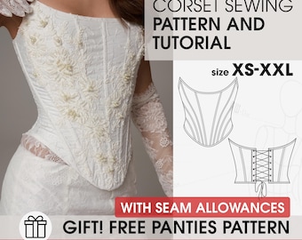 Statement Hochzeit Korsett Schnittmuster, elegantes Off-Shoulder Braut Korsett Top DIY, entbeinte Spitze Bustier Schnittmuster, Brautkorsett PDF Guide