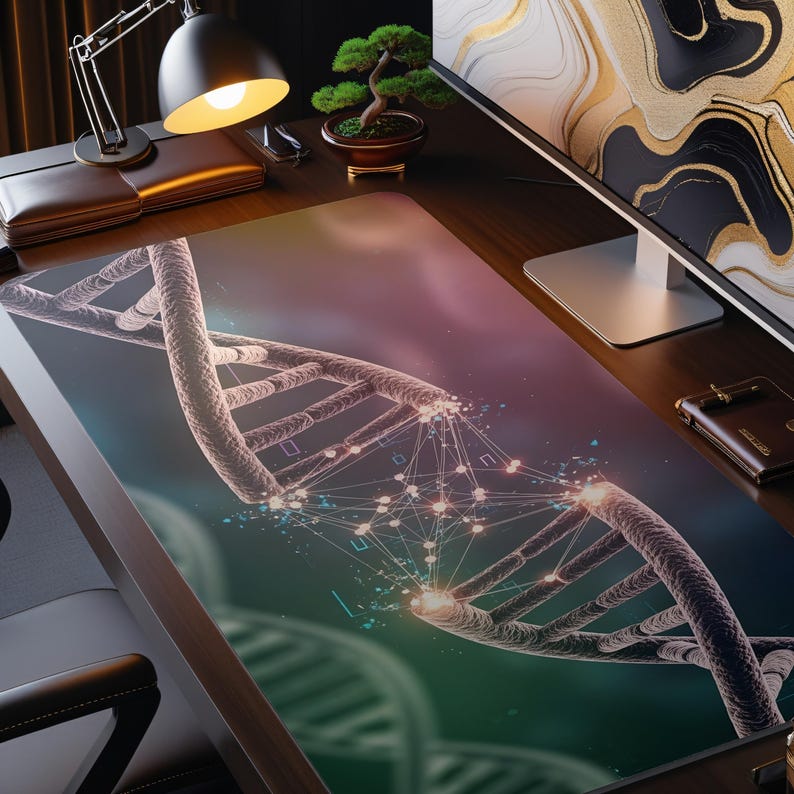 DNA Design Desk Mat: Scientist Office Decor, Gamer Mouse Pad - Etsy