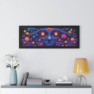 Bioluminescent Floral Poster: Art Deco Neon Wall Art