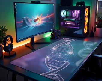 DNA Design Desk Mat: Scientist Office Decor, Gamer Mouse Pad