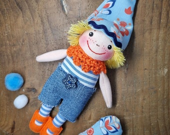 Mini gnome doll * ready & available for immediate delivery * upcycling * handmade lucky gnome artist doll * collector's doll