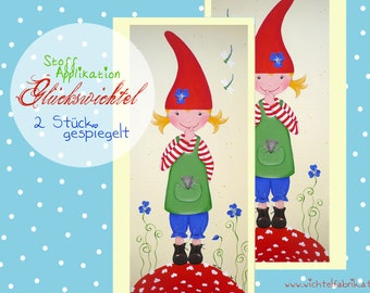 2ND CHOICE!! Gnome fabric piece girl vanilla-red * double piece mirrored * lucky gnome * fabric panel * gnome factory