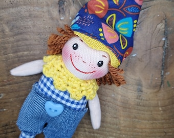 Mini gnome doll * ready & available for immediate delivery * upcycling * handmade lucky gnome artist doll * collector's doll