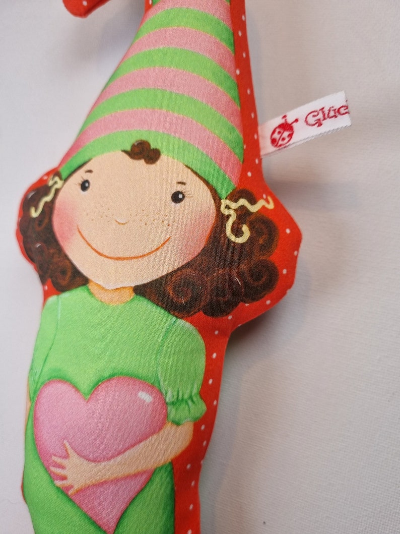 Cuddly gnome cuddly pillow gnome girl red dots with heart image 4