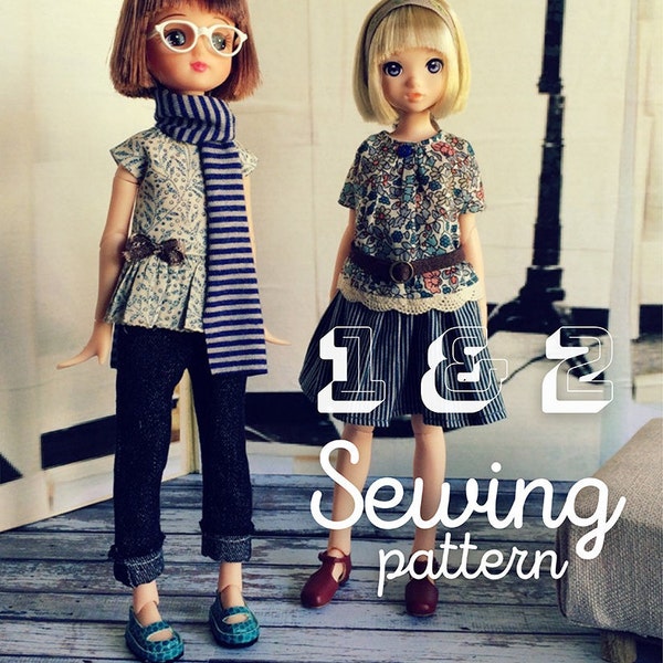 INSTANT DOWNLOAD pdf Moshi-Moshi Sewing Class 1 & 2 -Separates Pattern Blythe, Ruruko, Vintage Licca, Azone, Pure Neemo XS