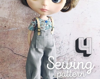 INSTANT DOWNLOAD pdf Moshi-Moshi Sewing Class 4, Pattern Blythe, Ruruko, Vintage Licca, Azone, Pure Neemo XS, Dungarees