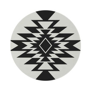Round Rug, Bold Southwestern Area Rug, Circle Carpet, Geometric Floor Mat, Tribal Home Decor, Boho Rug