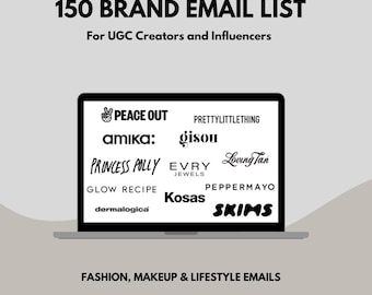150 Brand Email List for Influencers and UGC Creators