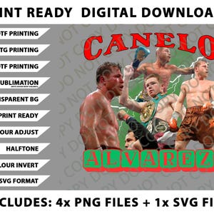 Canelo Alvarez, Vintage 90s Bootleg Style Homage Png Bundle, SVG Files, Digital Downloads