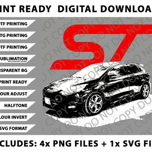 Focus ST - Distressed Look Red Variant Png Bundle, SVG Files, Digital Downloads