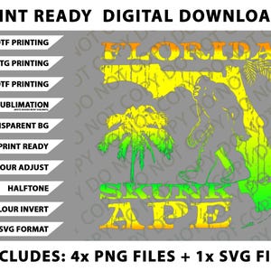 Florida Skunk Ape Png Bundle, SVG Files, Digital Downloads