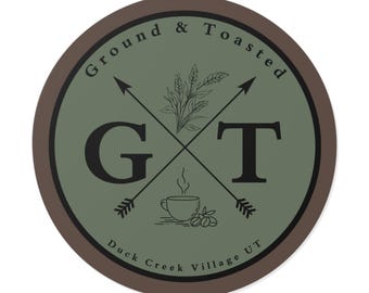 Ground and Toasted Sticker, Adventure,  Green, Brown, Sticker for Water Bottle, Camping, Off Roading, Coffee Shop, Bakery. Stanley Stickers