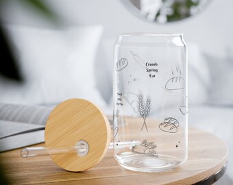 Sourdough Cup 16oz glass cup beer glass libby sipper cup iced coffee cup iced coffee glass tumbler bamboo lid sourdough glass wear