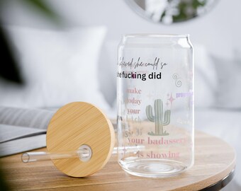 Manifestation Glass, Iced Coffee Cup, Iced Coffee Glass, Cute Cactus Coffee glass, Iced Coffee Glass, Cactus Coffee Cup