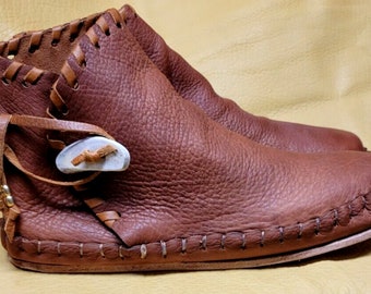 Mocassins pour hommes Buffalo taille 12 en cuir indien marron, style Pueblo fait main