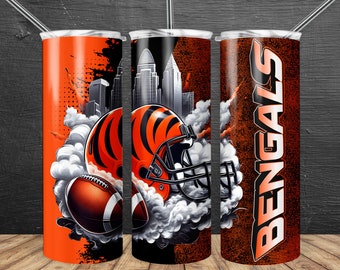 Bengal 20oz Skinny Tumbler Wrap PNG, Sport 20oz Tumbler PNG, Mascot Sublimation Tumbler PNG Digital Download