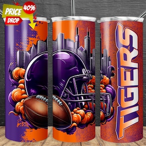 Tiger 20oz Skinny Tumbler Wrap PNG, Sport 20oz Tumbler PNG, Mascot Sublimation Tumbler PNG Digital Download
