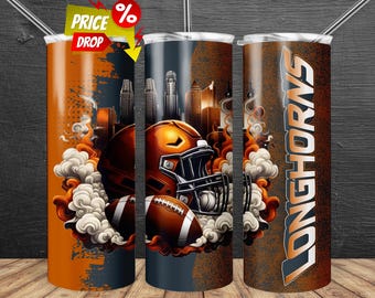 Vaso delgado Longhorn de 20 oz PNG, vaso delgado Sport de 20 oz PNG, vaso de sublimación Mascot PNG, descarga digital