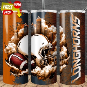 Longhorn 20oz Skinny Tumbler Wrap PNG, Sport 20oz Tumbler PNG, Mascot Sublimation Tumbler PNG Digital Download