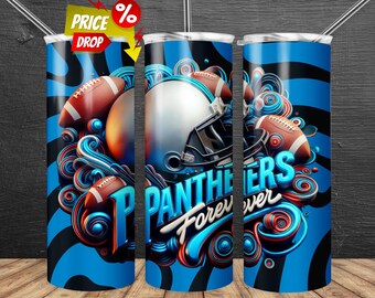 Panther 20oz Skinny Tumbler Wrap PNG, Sports 20oz Skinny Tumbler PNG, Mascot Sublimation Tumbler PNG Digital Download, Football Tumbler Png