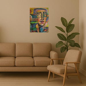 Original Acrylic Portrait Painting - The Color of Thought