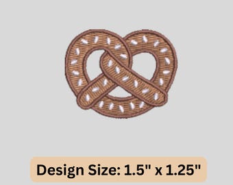 Mini Pretzel Bordado: Download de bordado instantâneo de alimentos de padaria, inclui vários formatos