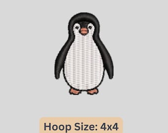 May include: A black and white penguin embroidery design, perfect for a 4x4 hoop.